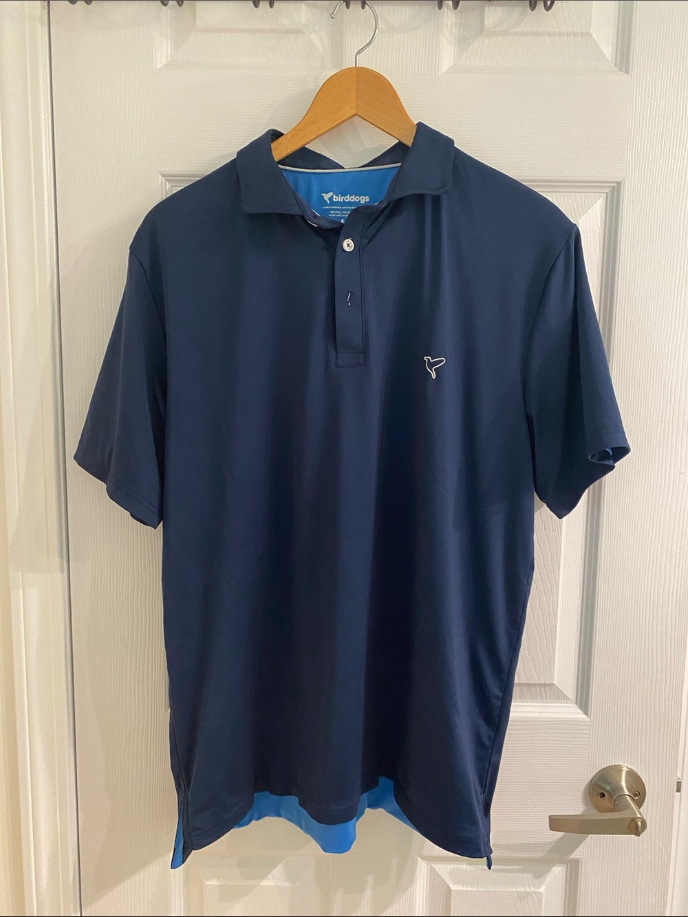 Birddogs "Galileo Ravioli" Navy Blue NoFlop Performance Golf Polo Shirt - Large